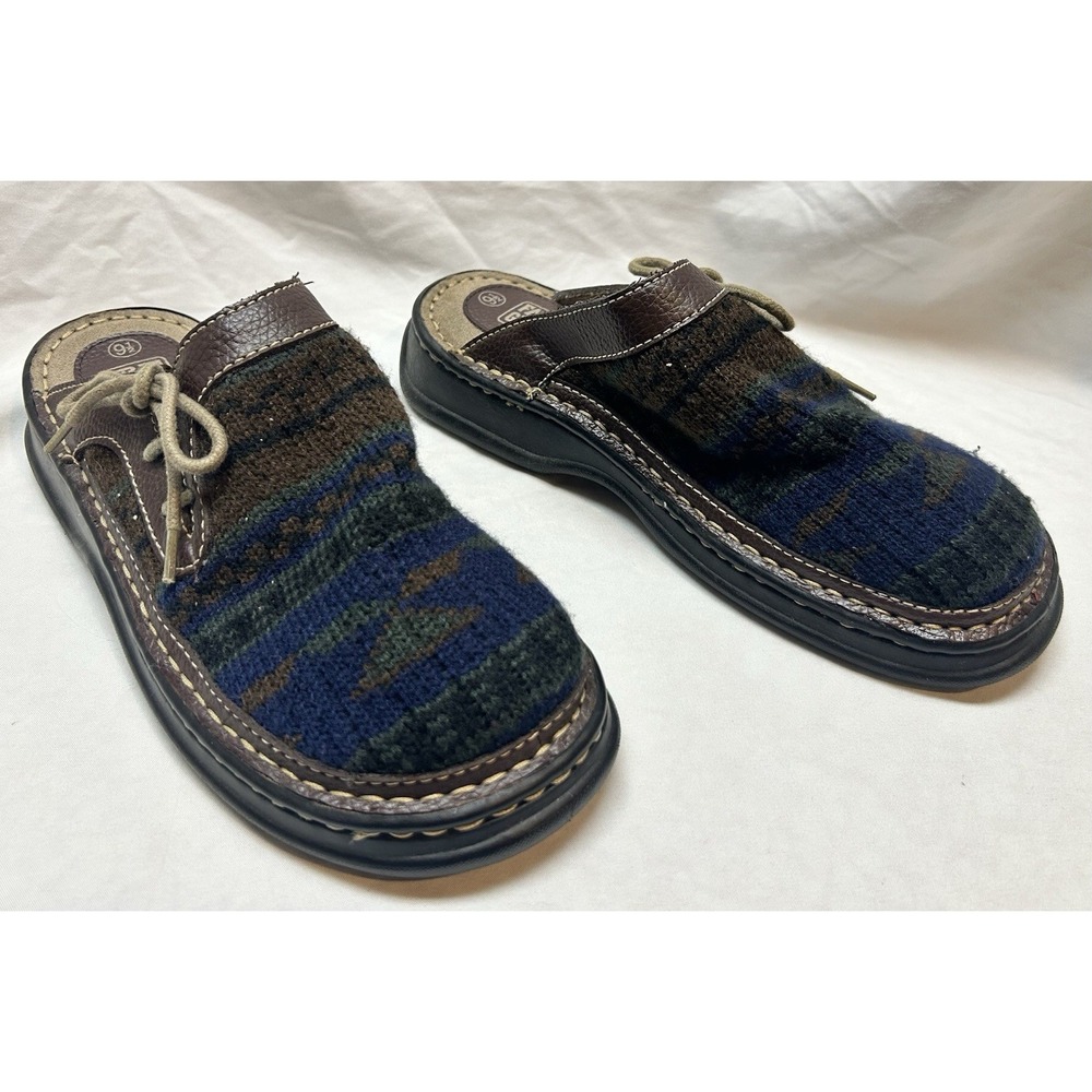 Y2K Faded Glory Womens Blanket Mules Slip On Sandals Size 9.5 Boho Hippie Indie